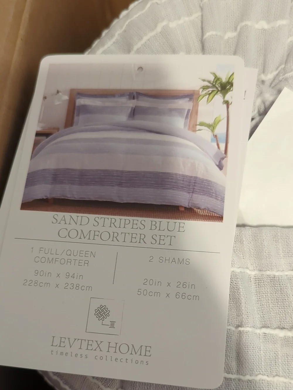 Levtex Home Sand Stripes Blue Full/Queen Comforter Set (90x94in) 2 Pillowcases